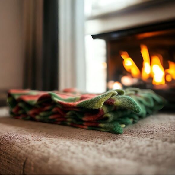 Vintage Handmade Green knitted Afghan Crochet Chevron zigzag Blanket Throw - Picture 3 of 4